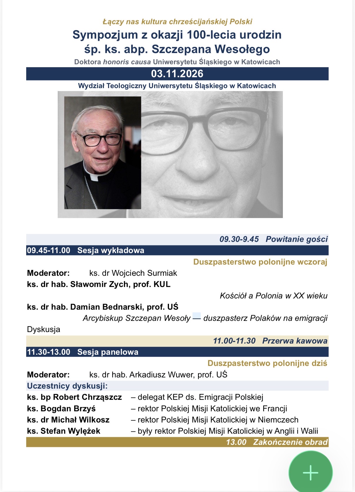 Sympozjum z okazji 100 rocznicy urodzin abpa Szczepana Wesołego